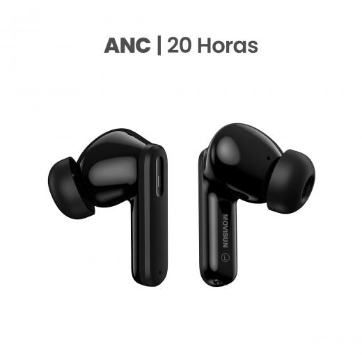MOVISUN Earbox Buds6 Negro - Audífonos inalámbricos con cancelación de ruido, modo juego y autonomía de hasta 20 h