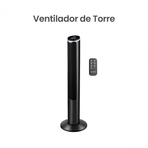 MOVISUN FAN T1 - Ventilador de Torre Ideal para Dormir, Potente y Silencioso, 3 Velocidades, Oscilación 70grados, Pantalla LED con Temperatura, Temporizador hasta 15h, Control Remoto, 104 cm de Altura