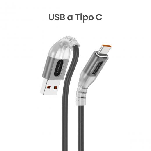 MOVIMOON AA 625 Plus Negro – Cable de carga USB a tipo C, 1.5m, Carga Rápida 30W, Transferencia de Datos, Protección Antidoblez, Cable Reforzado Antidobleces