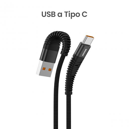 MOVISUN Cable de carga USB a Tipo C AA 625 Negro 1.2m – Carga Rápida 30W, Transferencia de Datos, Protección Antidoblez, Recubrimiento de Tela Reforzada de Alta Resistencia