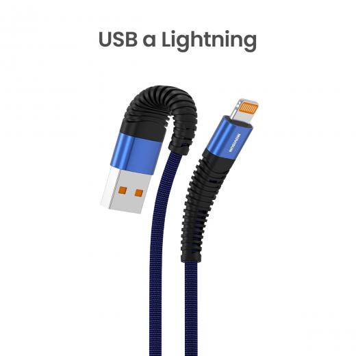 MOVISUN Cable de carga USB a Tipo Lightning AA 635 Azul 1.2m – Carga Rápida 2.4A, Transferencia de Datos, Protección Antidoblez, Recubrimiento de Tela Reforzada de Alta Resistencia