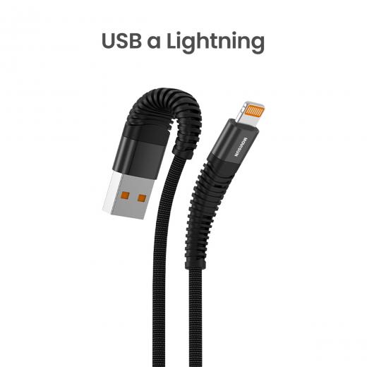 MOVISUN Cable de carga USB a Tipo Lightning AA 635 Negro 1.2m – Carga Rápida 30W, Transferencia de Datos, Protección Antidoblez, Recubrimiento de Tela Reforzada de Alta Resistencia