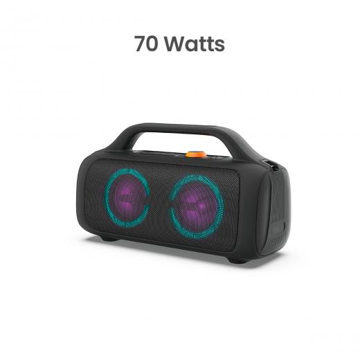 MOVISUN Power Boom Plus Negro - Parlante Bluetooth inalámbrico, 70W. IPX5, luces LED, Batería 11,600 mAh