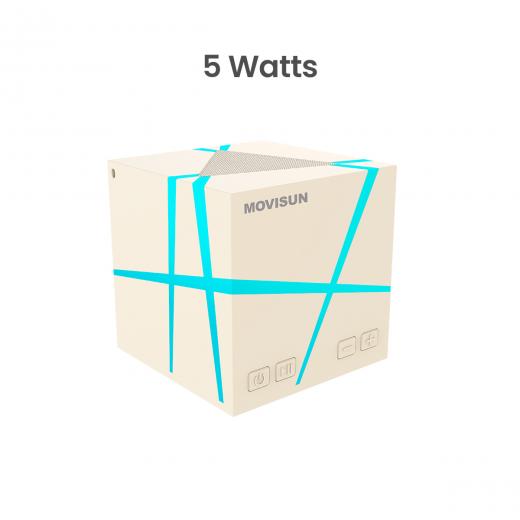 MOVISUN Power Magic Beige - Parlante con Luces LED RGB, Bluetooth 6.0, Modo TWS, 5W, Batería 1200mAh, Entrada Micro SD y AUX, Tipo C