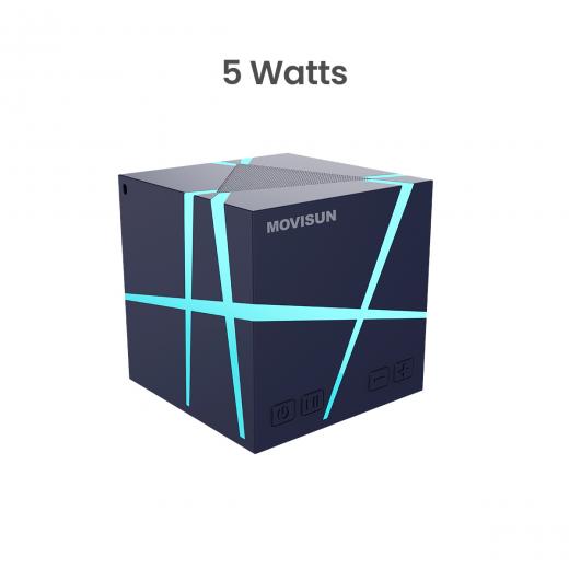 MOVISUN Power Magic Azul - Parlante con Luces LED RGB, Bluetooth 6.0, Modo TWS, 5W, Batería 1200mAh, Entrada Micro SD y AUX, Tipo C