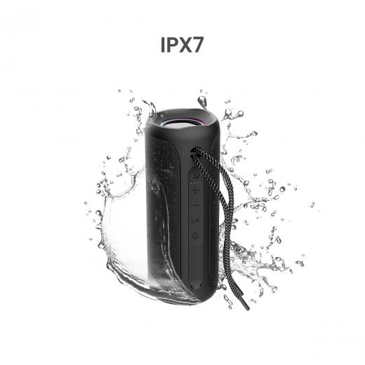 MOVISUN Power Smart Plus – Parlante Bluetooth Acuático IPX7, 22W, Batería 5000 mAh, Sonido 360°, TWS, Base Anticaídas y Luces LED