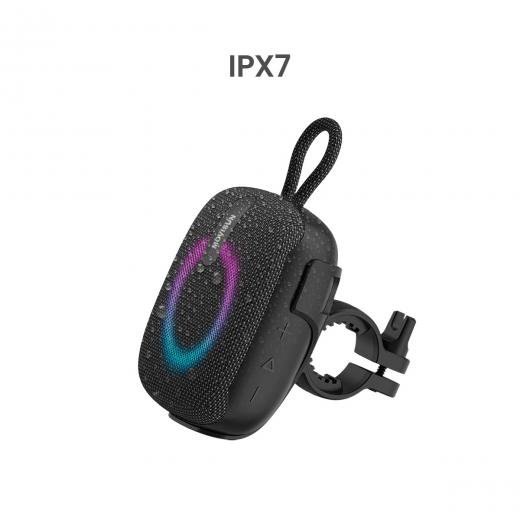 MOVISUN Power Sport – Parlante Bluetooth Inalámbrico para Bicicleta, IPX7, Radio FM y Micro SD, Soporte Incluido, 3.5H de Reproducción, LED RGB, TWS