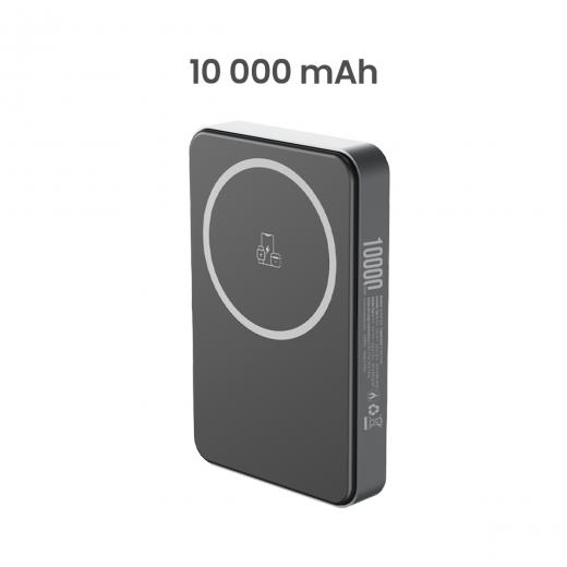 MOVISUN Rocket W10 Plateado - Power Bank Magnético con Carga Inalámbrica 15W, 10000mAh, Compacto y Portátil, Carga Rápida 20W, Tipo C, Pantalla Digital, Carga Dual