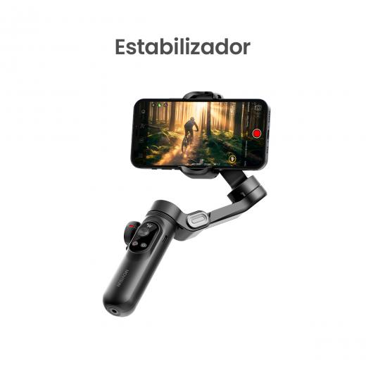 MOVISUN STABLE - Estabilizador para Celular Gimbal con Carga Inalámbrica, 3 Ejes, Grabación Estable, Pantalla OLED, Batería 3200mAh 10h, Bluetooth 5.0, Compatible iPhone y Android