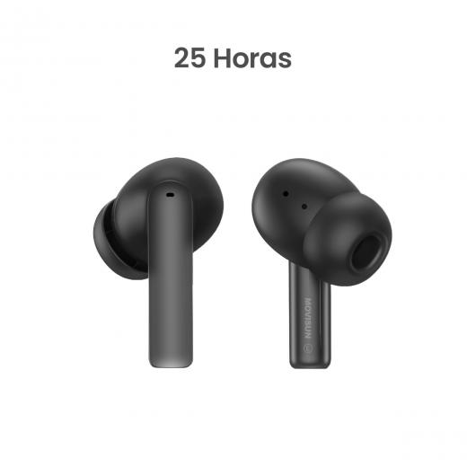 MOVISUN T 13 Negro - Audífonos inalámbricos con hasta 25 h de autonomía, Bluetooth 5.3 y control táctil inteligente