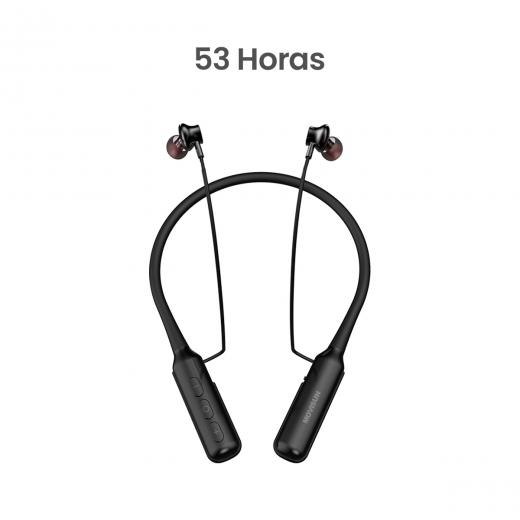 MOVISUN Flex Super Negro – Audífonos Collar Magnéticos con 53h de Reproducción, Bluetooth 5.0, Micrófono Incorporado, Controles de Volumen y Pistas, Diseño Ergonómico