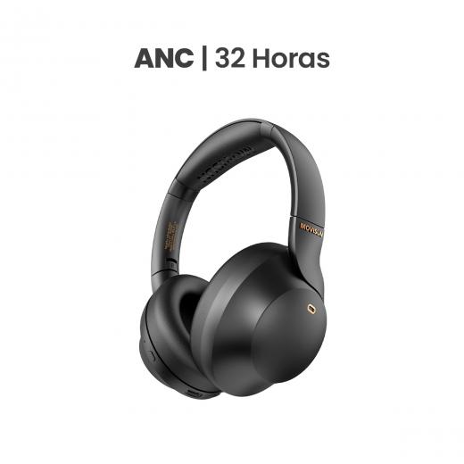 MOVISUN Urban Buds2 Negro – Audífonos Bluetooth Vincha con ANC, Micrófono, 45h de Música, Modo Juego, Cancelación de Ruido