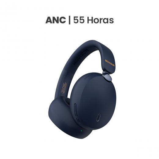 MOVISUN Urban Buds3 Azul – Audífonos Ergonómicos  con ANC, Batería 55h, Modo Juego, Ecualizador BASS, Plegables, Micrófono, Bluetooth 5.4