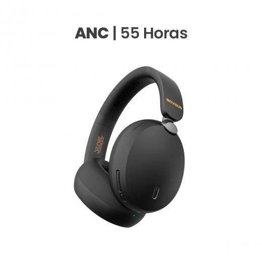 MOVISUN Urban Buds3 Negro – Audífonos Ergonómicos con ANC, Batería 55h, Modo Juego, Ecualizador BASS, Plegables, Micrófono, Bluetooth 5.4