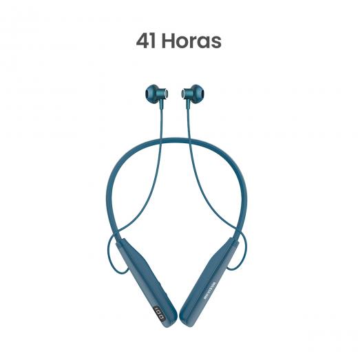 MOVISUN Flex Super2 Azul – Audífonos Collar Magnéticos con Pantalla Digital, 41h de Reproducción, Bluetooth 5.3, Modo Juego y Micrófono