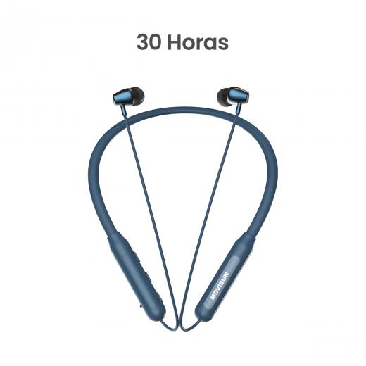 MOVISUN Flex 3 Azul – Audífonos Collar Magnéticos con 30h de Reproducción, Modo Juego, Micrófono Incorporado, Bluetooth 5.3 y Controles Físicos