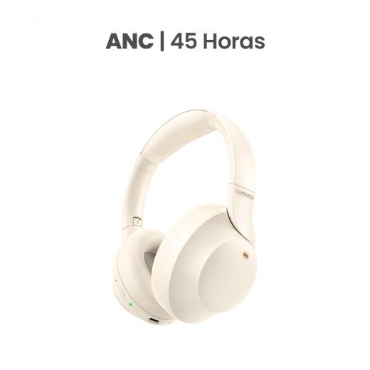 MOVISUN Urban Buds2 Beige – Audífonos Bluetooth Vincha con ANC, Micrófono, 45h de Música, Modo Juego, Cancelación de Ruido