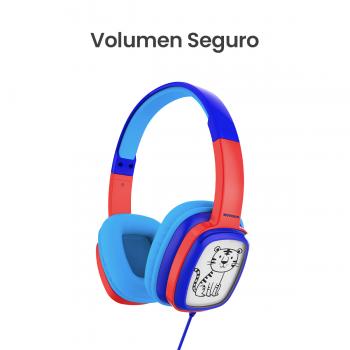 MOVISUN Urban Kids2 Azul - Audífonos para Niños Personalizables con Tarjetas Coloreables, Volumen Seguro 85 dB, Almohadillas Cómodas, Conector 3.5 mm