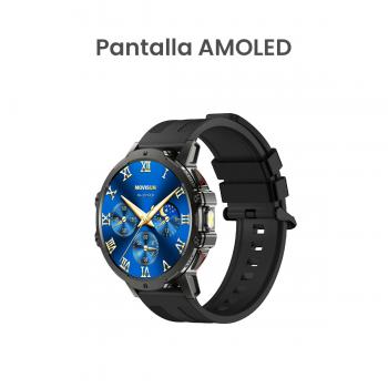 MOVISUN Watch One Max Negro - Smartwatch con Pantalla AMOLED 1.75”, Batería 1000mAh hasta 15 Días, Llamadas Bluetooth, Linterna SOS, +100 Modos Deportivos y Resistencia 3 ATM