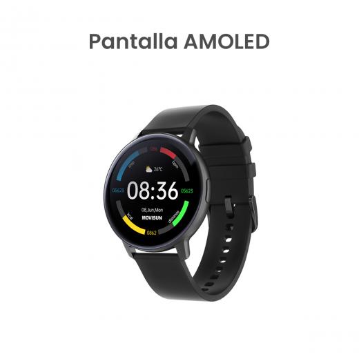 MOVISUN Smartwatch Watch ONE Negro – Pantalla AMOLED 1.43 pulgadas, Llamadas Bluetooth, IP67, Ritmo Cardíaco y Más de 20 Funciones