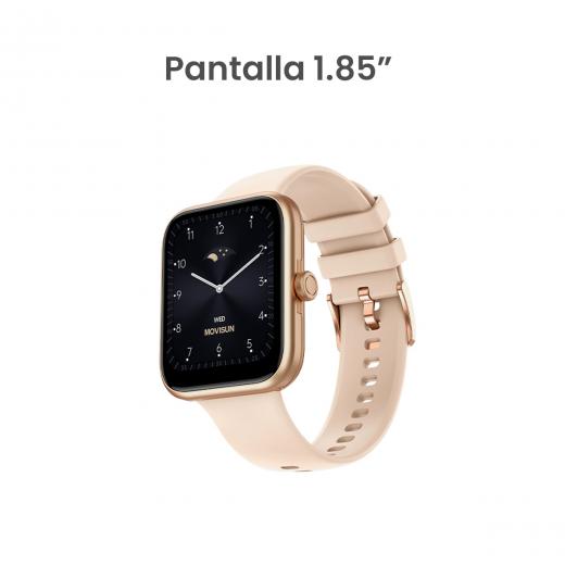 MOVISUN Smartwatch Watch U Dorado/Rosado – 1.85 pulgadas, Llamadas Bluetooth, IP67, Monitor de Salud, Perilla Interactiva