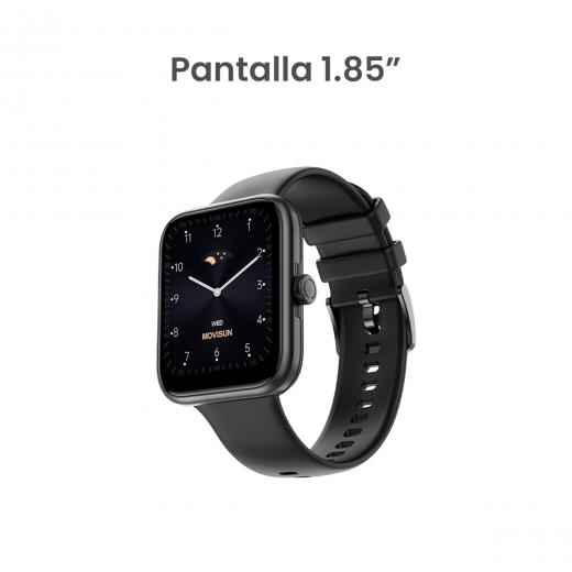 MOVISUN Smartwatch Watch U Negro – 1.85 pulgadas, Llamadas Bluetooth, IP67, Monitor de Salud, Perilla Interactiva