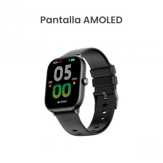MOVISUN Smartwatch Watch U2 Negro – Pantalla AMOLED 2.04 pulgadas, Llamadas Bluetooth, Monitor de Salud, IP67, Perilla Interactiva