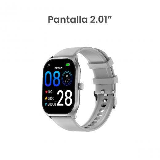 MOVISUN Smartwatch Watch U3 Gris – 2.01 pulgadas TFT, Llamadas Bluetooth, IP67, Ritmo Cardíaco, Deportes, Notificaciones