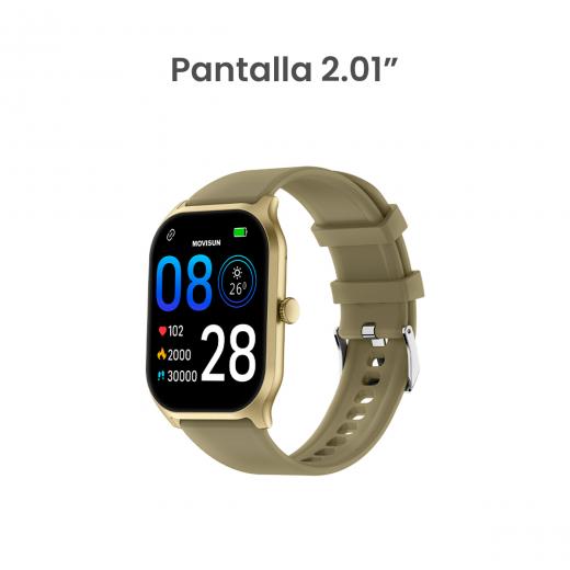 MOVISUN Smartwatch Watch U3 Verde Olivo – 2.01 pulgadas TFT, Llamadas Bluetooth, IP67, Ritmo Cardíaco, Deportes, Notificaciones