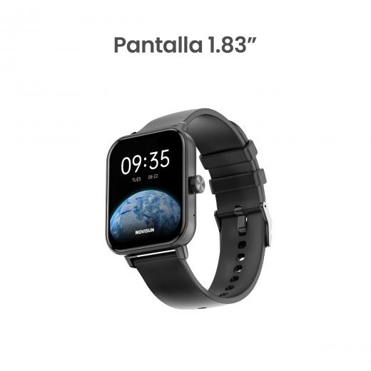 MOVISUN Watch U5 Negro – Smartwatch Pantalla 1.83 pulgadas, Llamadas Bluetooth, Micrófono, IP67, Monitor de Salud, Compatible iOS y Android