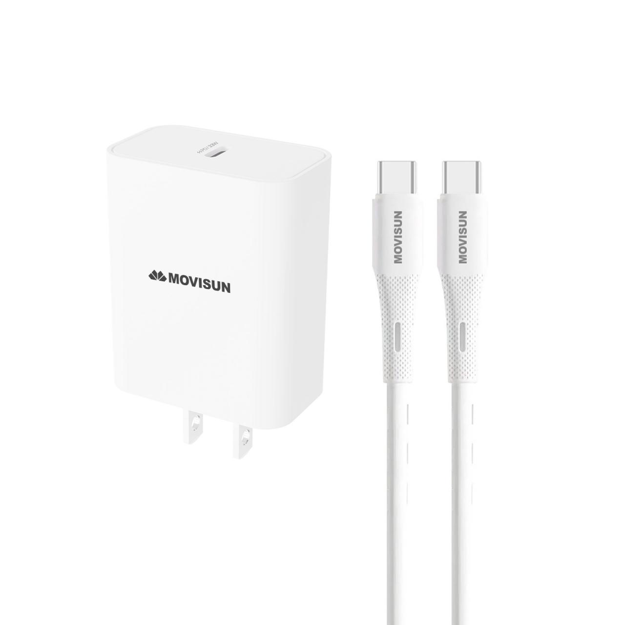 MOVISUN MPD 33 Blanco – Kit Cargador Tipo C con Carga Rápida PD 30W y Cable de 1.2 m