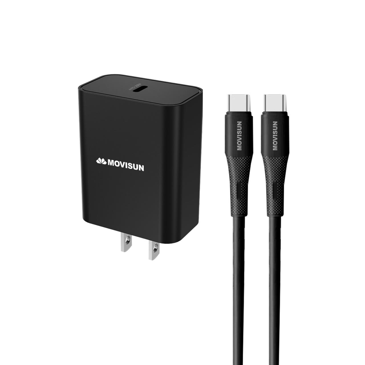 MOVISUN MPD 33 Negro – Kit Cargador Tipo C con Carga Rápida PD 30W y Cable de 1.2 m