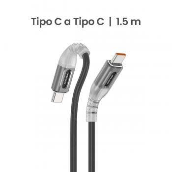MOVISUN Trend CC Plus Negro – Cable de Carga Tipo C a Tipo C Negro de 1.5m, Compatible con Laptops y Celulares USB-C, Carga Rápida 60W con Power Delivery, Transferencia de Datos, Cable Reforzado Antidobleces, Ideal para MacBook y smartphones