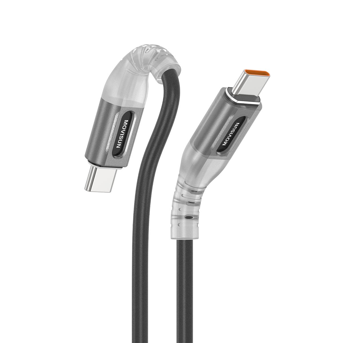 MOVISUN Trend CC Plus Negro – Cable de Carga Tipo C a Tipo C Negro de 1.5m, Compatible con Laptops y Celulares USB-C, Carga Rápida 60W con Power Delivery, Transferencia de Datos, Cable Reforzado Antidobleces, Ideal para MacBook y smartphones