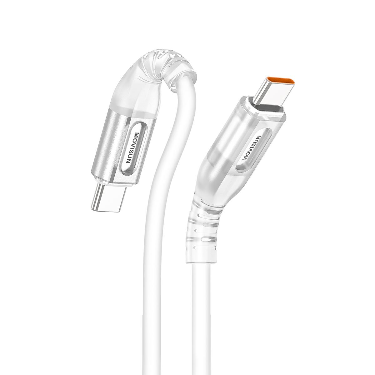 MOVISUN Trend CC Plus Blanco – Cable de Carga Tipo C a Tipo C de 1.5m, Compatible con Laptops y Celulares USB-C, Carga Rápida 60W con Power Delivery, Transferencia de Datos, Cable Reforzado Antidobleces, Ideal para MacBook y smartphones