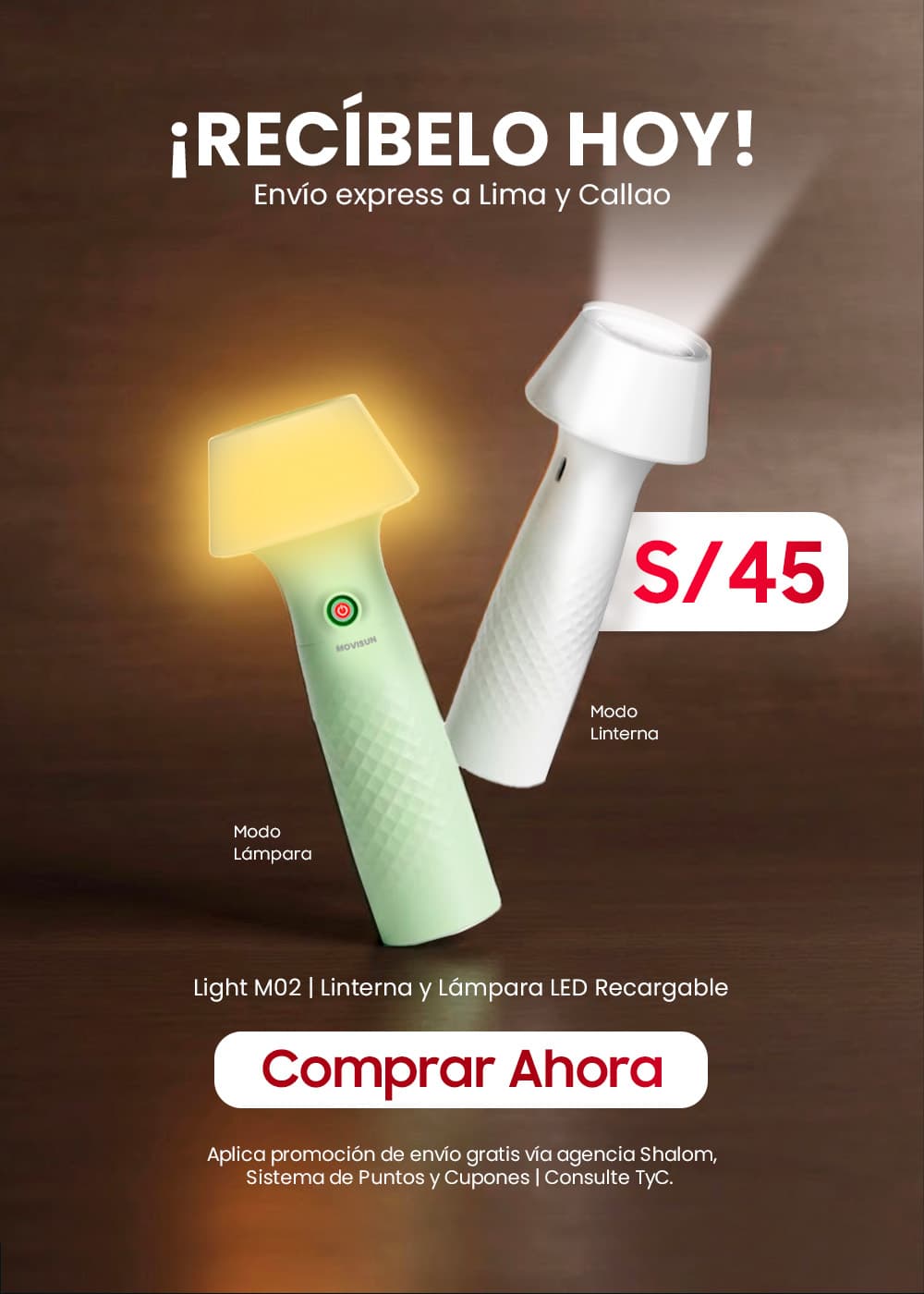 Light M02 Linterna LED Recargable con Modo Lámpara Cálida