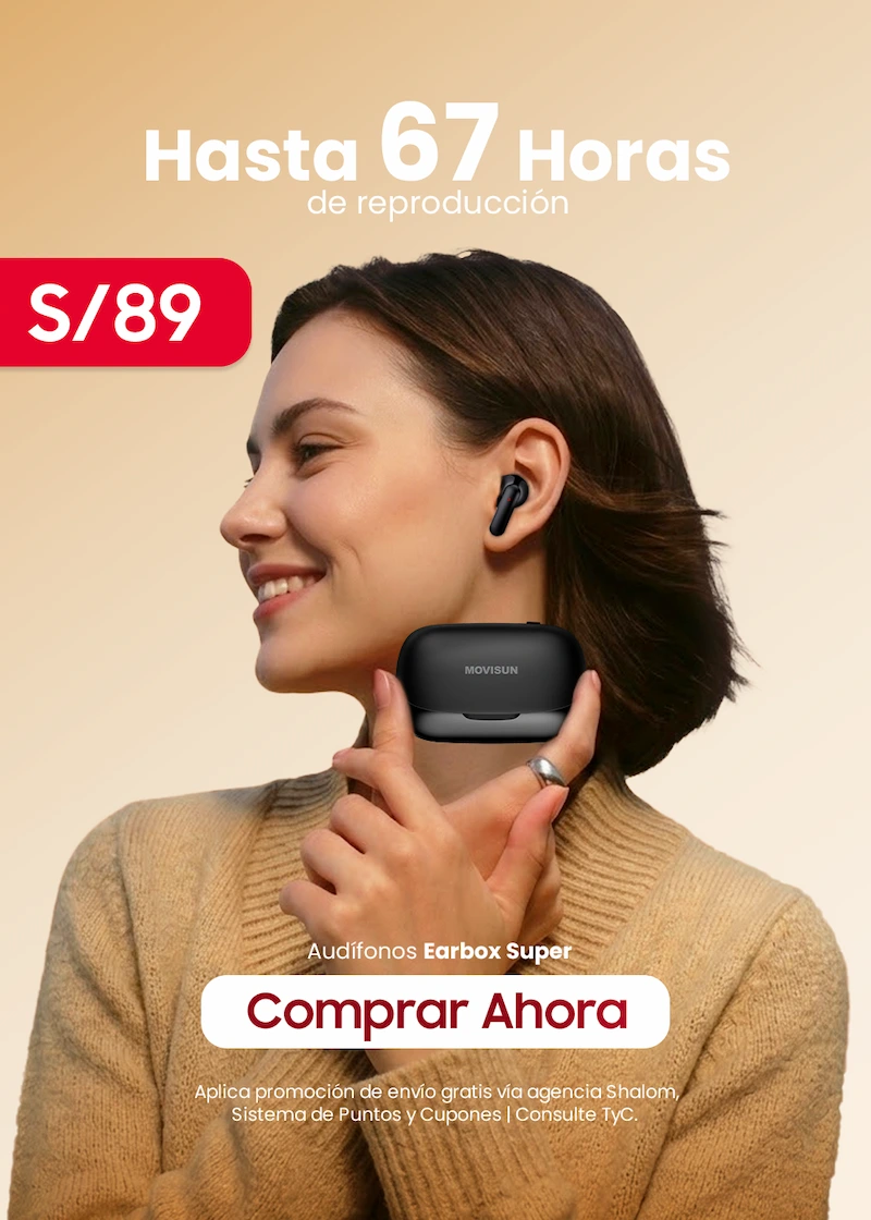 MOVISUN Earbox Super Negro - Audífonos Inalámbricos 67H Totales con Power Bank 1800mAh