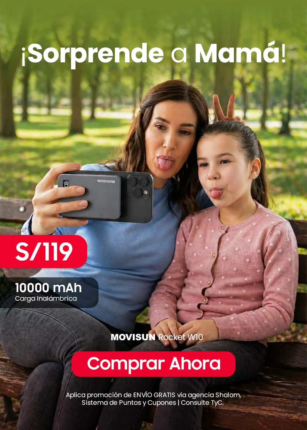 MOVISUN Rocket W10 Plateado - Power Bank Magnético con Carga Inalámbrica 15W