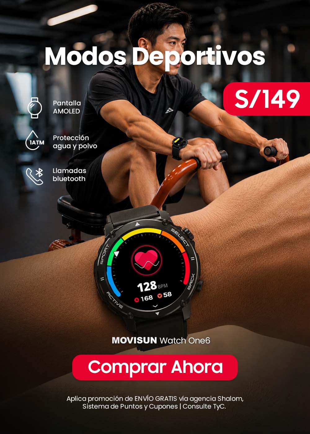 MOVISUN Watch One6 Negro - Smartwatch con Pantalla AMOLED 1.43