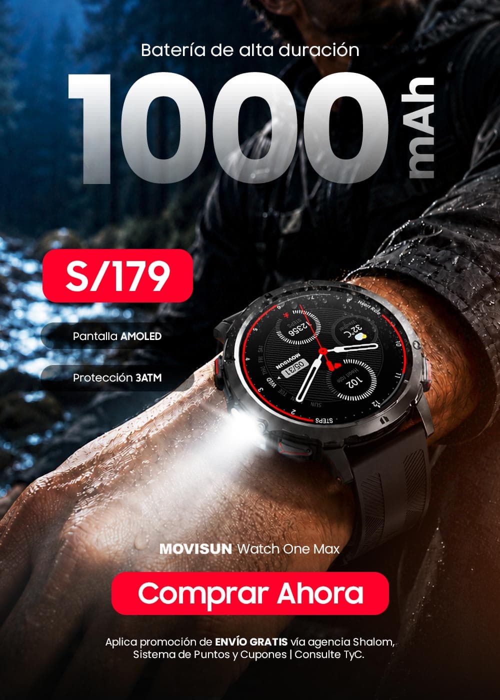 MOVISUN Watch One Max Negro - Smartwatch con Pantalla AMOLED 1.75